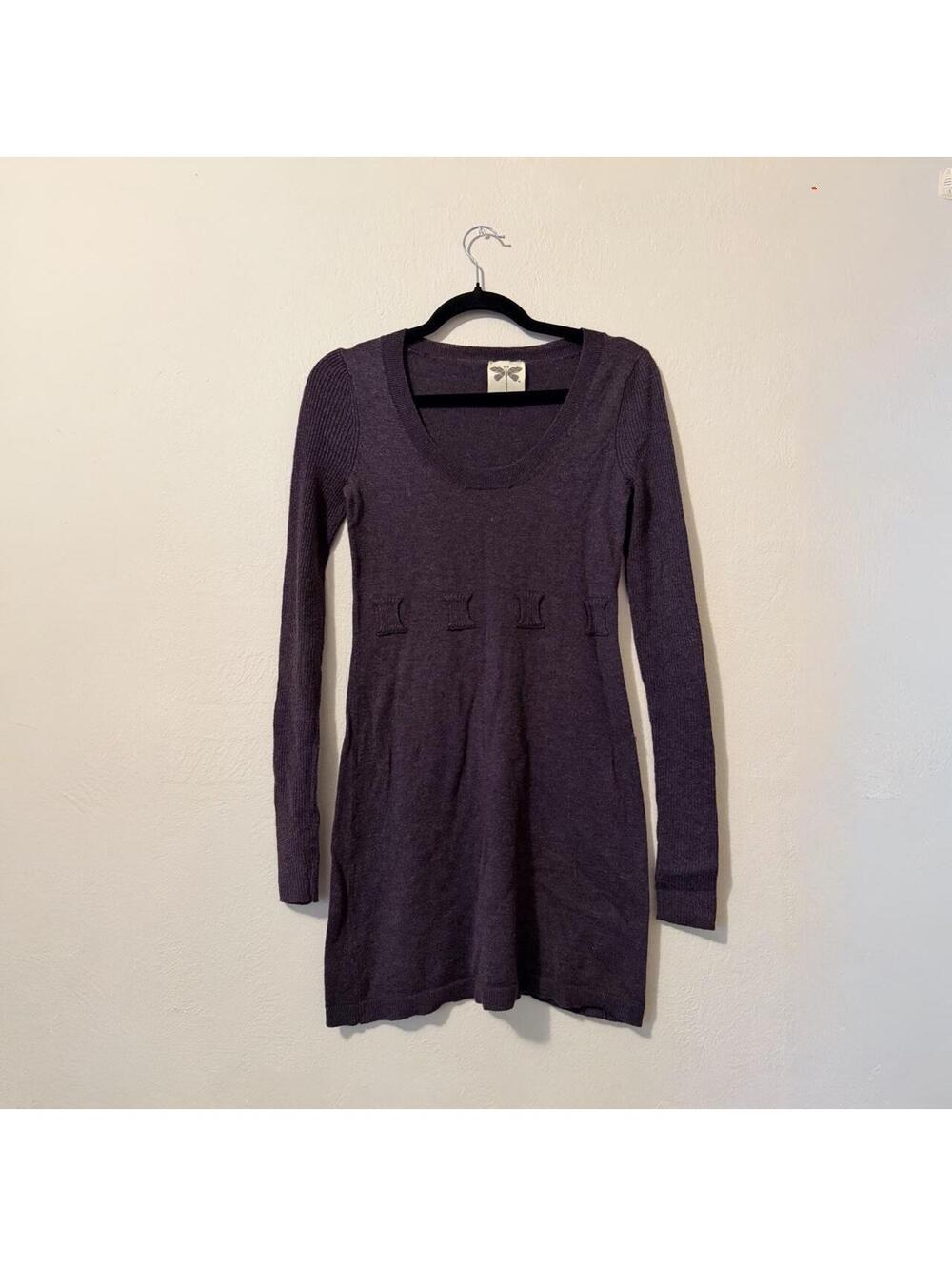 Tyler Böe Purple Ribbed Knit Sweater Dress